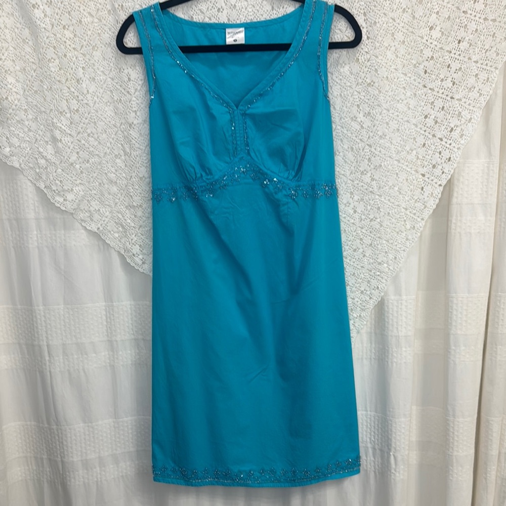 Motherhood Maternity Blue Sun Dress with Scoop Neckline